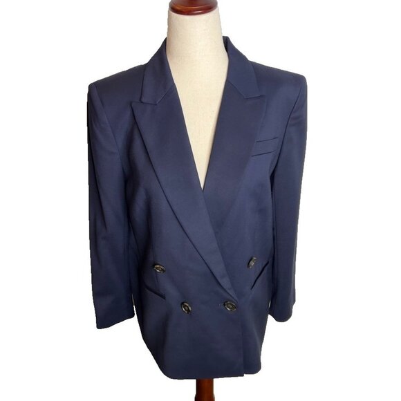 J. Crew Jackets & Blazers - J.Crew $278 Petite Double Breasted Relaxed Blazer City Twill Navy Size P0 BX787